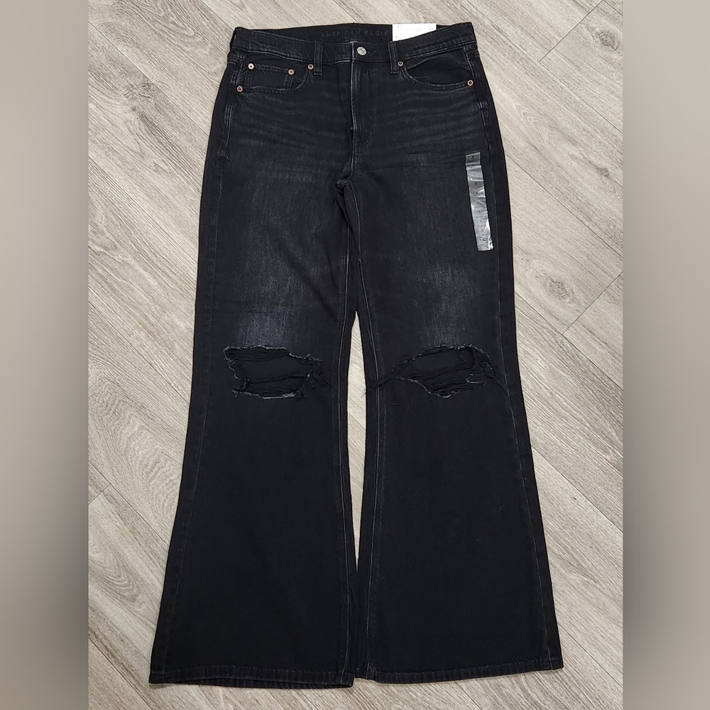 American Eagle Low Rise Baggy Distressed Flare Jeans